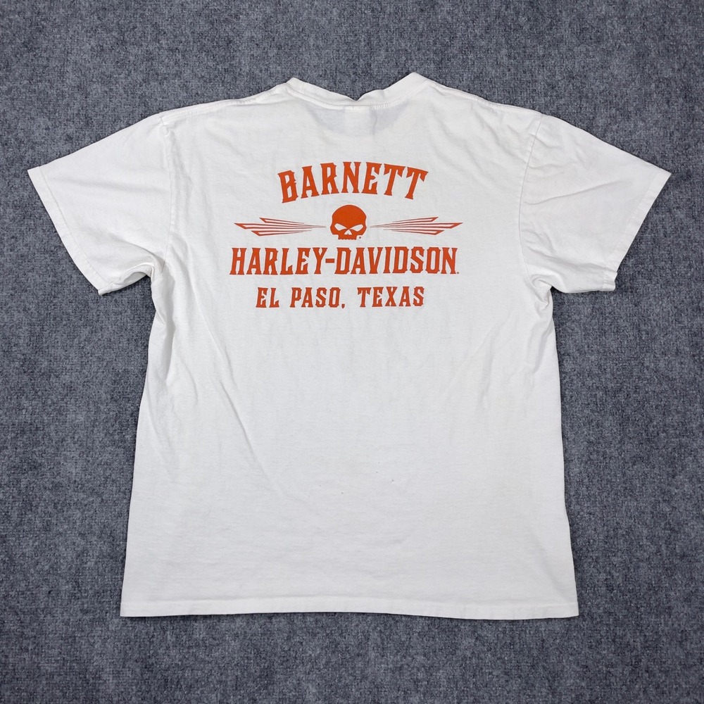 Harley-Davidson Graphic T-Shirt Mens Large White Barnett El Paso Texas Flame L - Picture 2 of 8